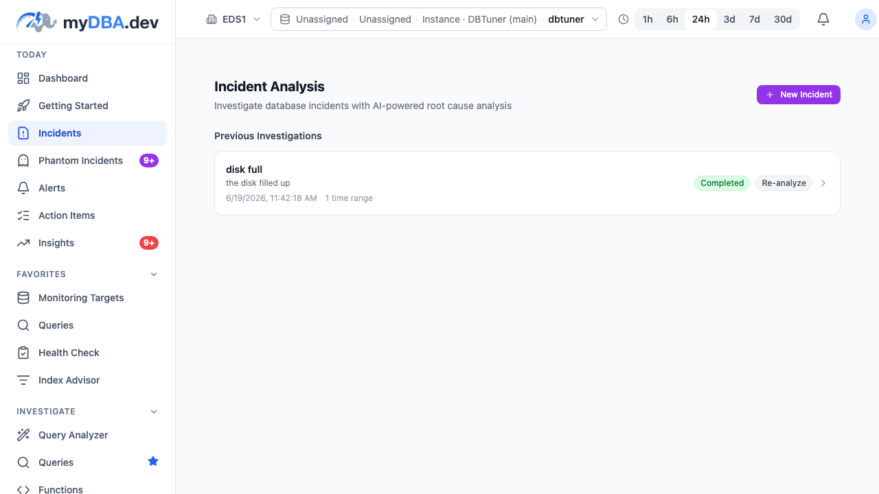 Incident analysis showing root cause, timeline, and remediation