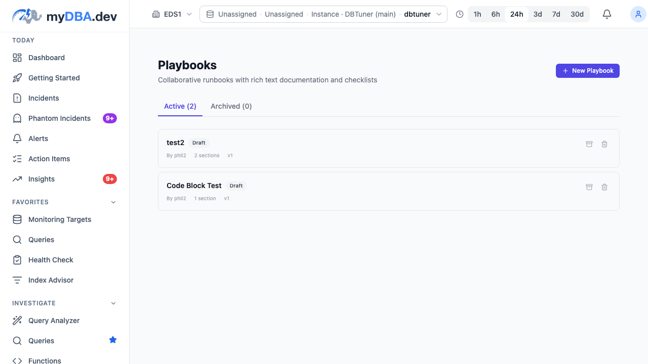 Collaborative playbook with plan review, approvals, and checklist execution