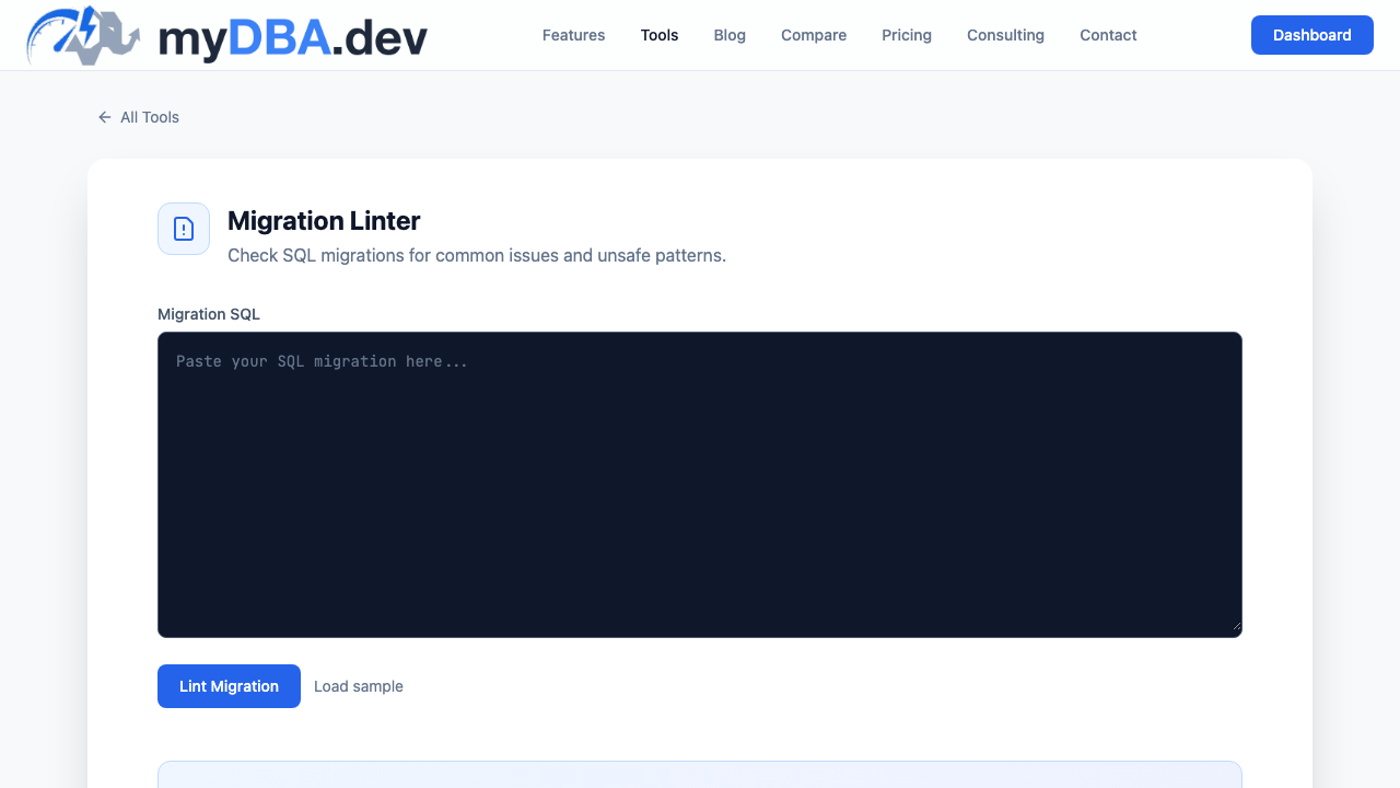 Migration Linter screenshot